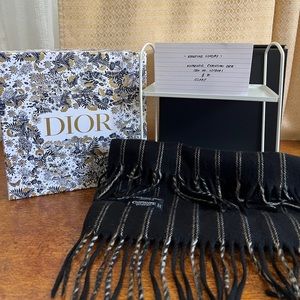 Vintage Christian Dior Cashluxe Plaid Fringe Scarf